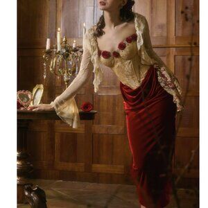 French Vintage Boned Bustier Formal Dress